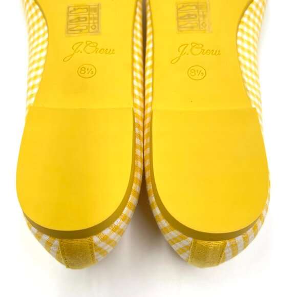 JCrew J.Crew Womens Size 8.5 Yellow White Gingham Ballet Flats Shoes - Picture 10 of 11